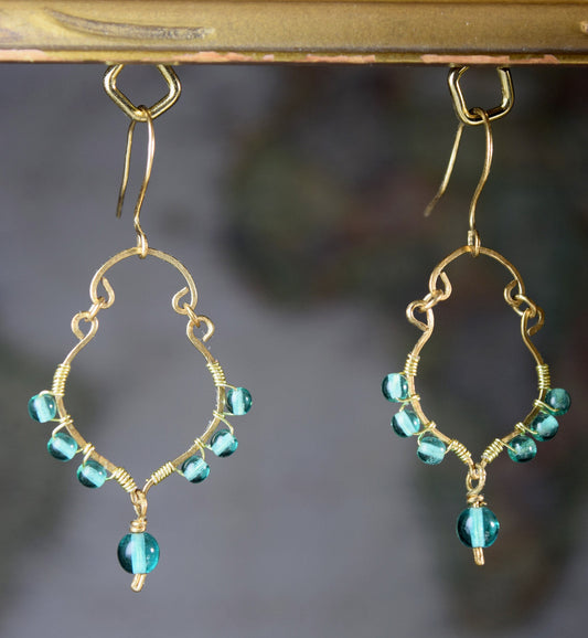 Handmade Brass and Glass Earrings
