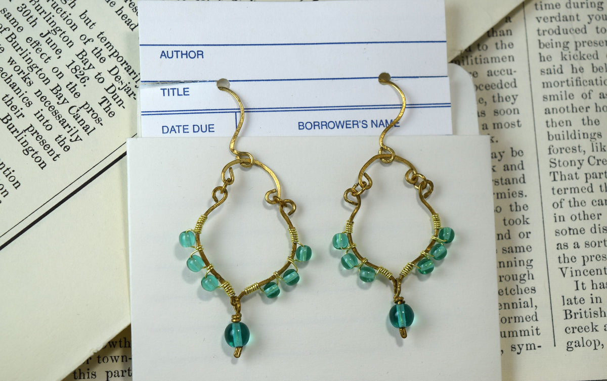 Handmade Brass and Glass Earrings