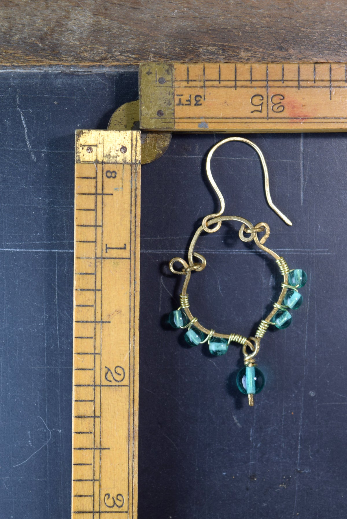 Handmade Brass and Glass Earrings