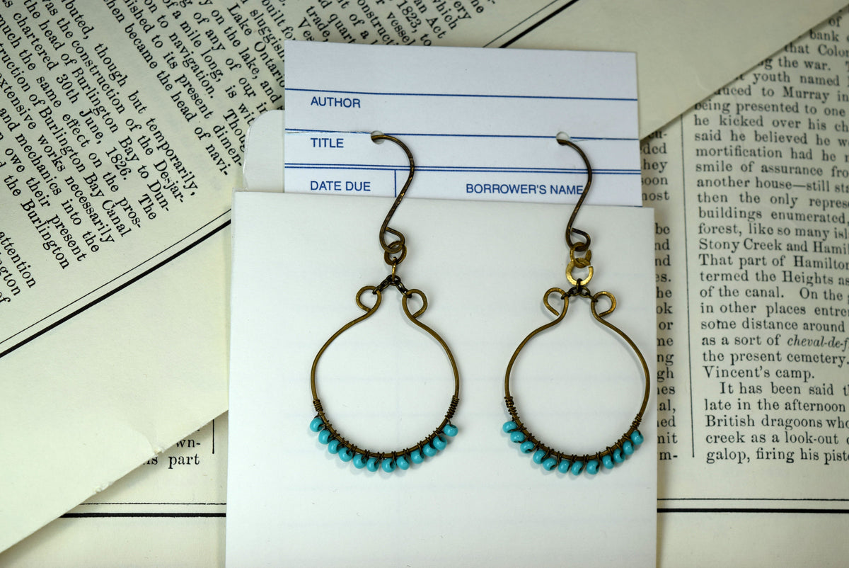 Teal Glass Beaded Dangle Earrings