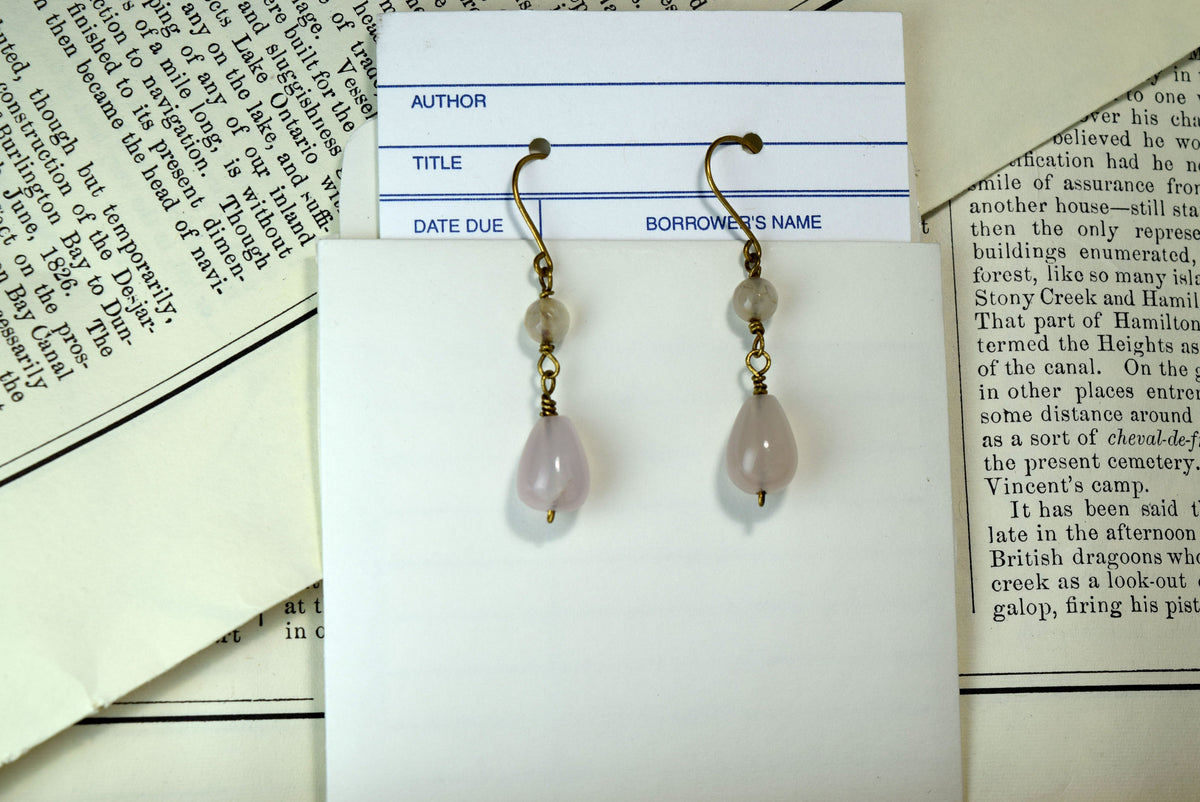 Rose Quartz Tear Drop Dangle Earrings