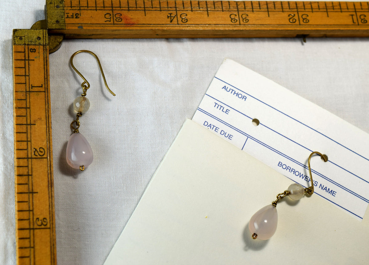 Rose Quartz Tear Drop Dangle Earrings
