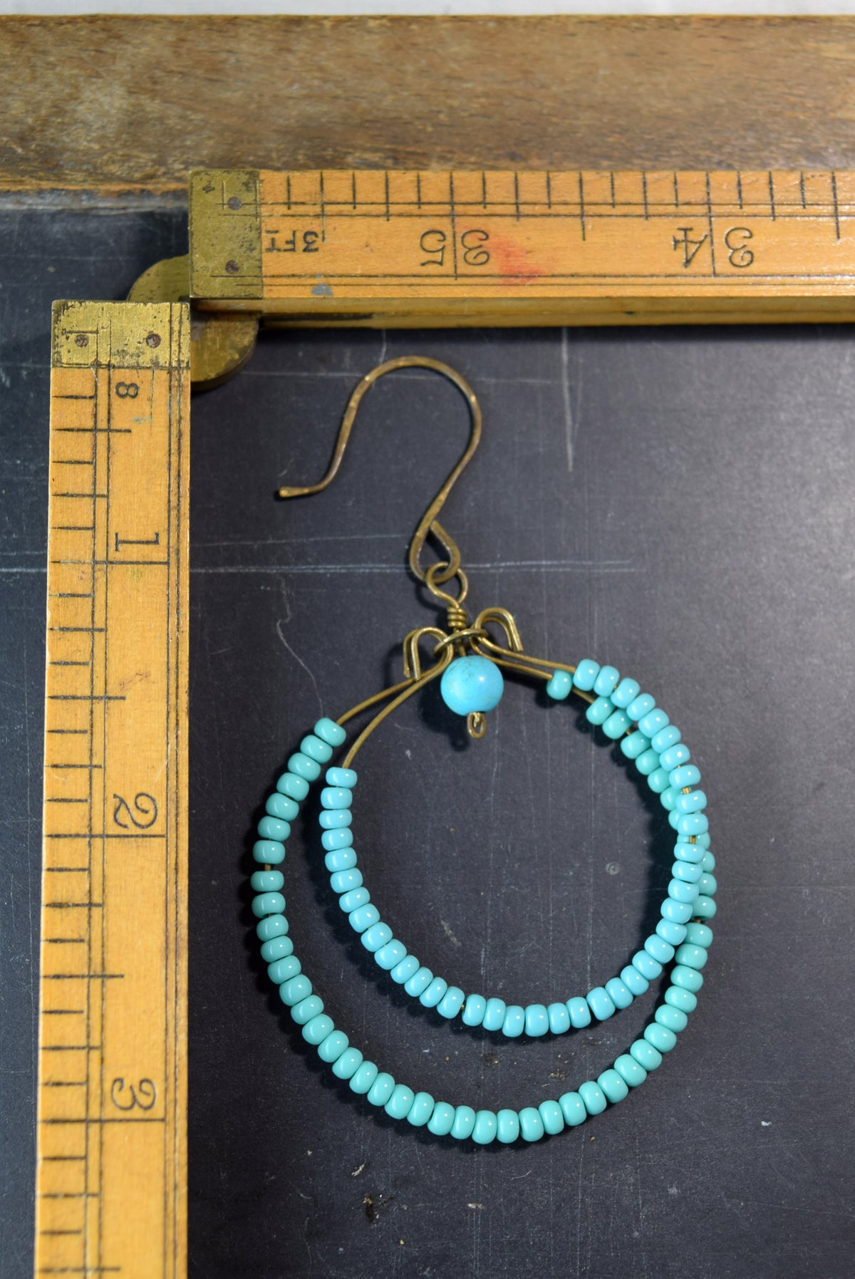 Boho Teal Glass Dangle Earrings
