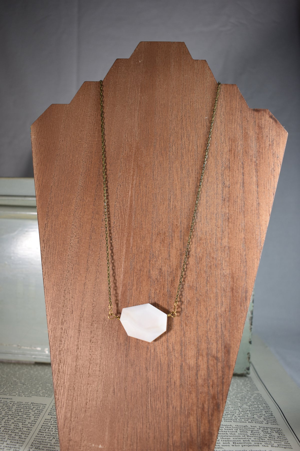 Facetted Pink Opal Pendant Necklace